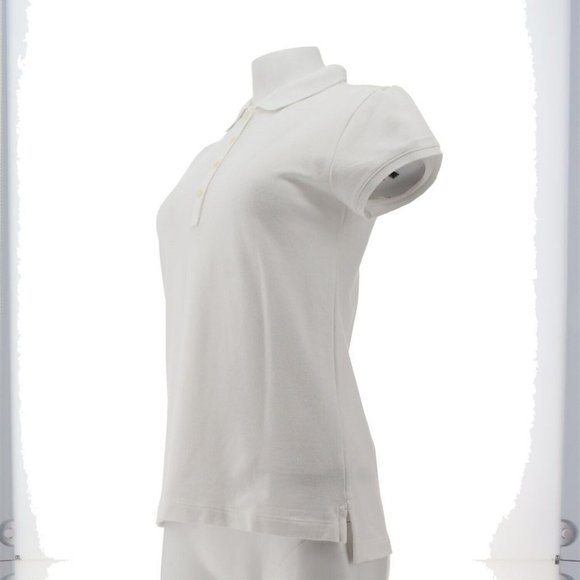 NWT LANDS' END GIRL'S MESH CAP SLEEVE POLO SHIRT WHITE MEDIUM‎ (10-12) - Picture 2 of 11